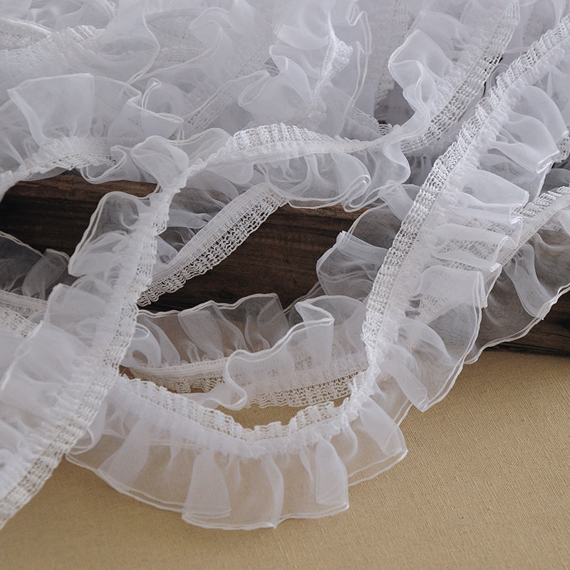 10Meters Organza Ruffle Lace Fabric Baby Pleated Mesh Laces Trim