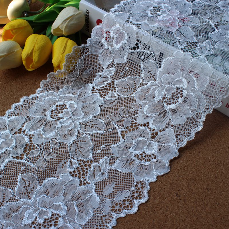 FS1147 White Floral Stretch Lace Trim – Fabric Styles