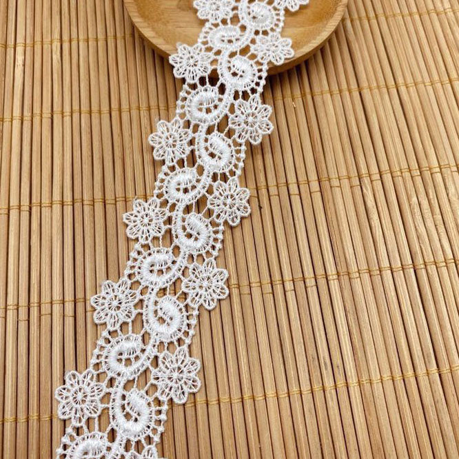 TEHAUX 3pcs Flower Water Soluble Lace Ribbons for Crafts Fabric Sewing Lace  Trim Edging Lace Trim Flower Trim Ribbon Wedding Decor Ribbon for Crochet