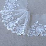 16cm Width x 3 Yards of Vivid Branch Floral Embroidery Tulle Lace Trim