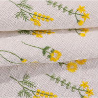 125cm Width Little Yellow Flower Brach Embroidery Cotton Fabric