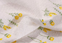 125cm Width Little Yellow Flower Brach Embroidery Cotton Fabric