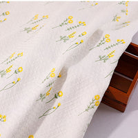 125cm Width Little Yellow Flower Brach Embroidery Cotton Fabric