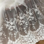 130cm Width Floral Embroidery Lace Fabric by the Yard