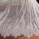 150cm Width x 300cm Length Premium Vintage Hollow out Eyelash Embroidery Lace Fabric