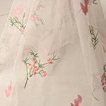 155cm Width x 95cm Length Chiffon Tulle Floral Embroidery Lace Fabric