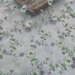 130cm Width Branch Floral  Embroidery Lace Fabric by the Yard