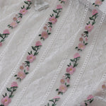 130cm Width x 90cm Length Classical Vertical Strip  Floral Embroidery Lace Fabric