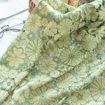 140cm Width x 95cm Length Matcha Color Hollow out Daisy Floral  Embroidery Lace Fabric