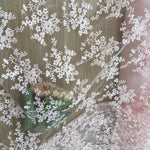 125cm Width x 95cm Length Premium Flowers  and  Branch Embroidery Lace Fabric （Champagne Pink）