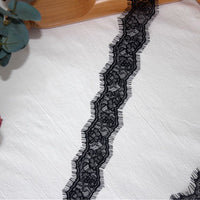 3 Yards Wave Shape Floral Embroidery Eyelash Lace Trim