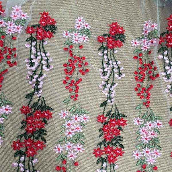 130cm Width Daisy Flowers Embroidery Lace Fabric by the Yard