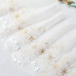 19cm Width Premium Golden Line Embroidery Lace Fabric by The Yard