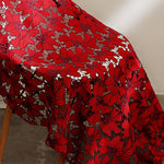 125cm Width x 95cm Length Premium Red Hollow out Chemical  Floral Lace Embroidery Fabric