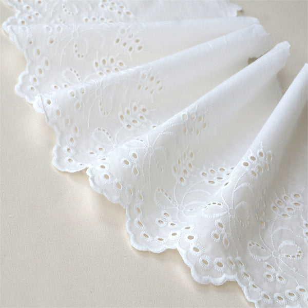 2 Yards of 18cm Width Vintage Cotton Embroidery Eyelet Lace Fabric