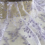 125cm Width x 95cm Length Rigid Tutu Skirt Floral Embroidery Lace Fabric Light Purple