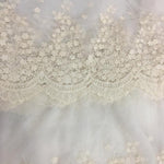 130cm Width Vintage Star Tree Floral Embroidery Lace Tulle Fabric by the Yard