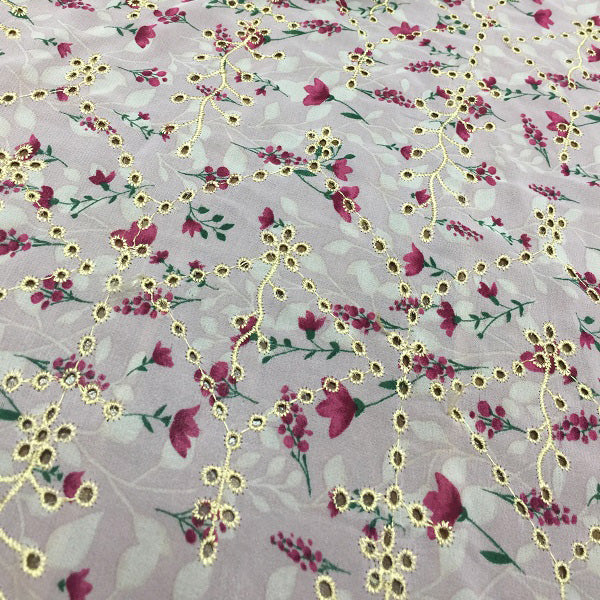 130cm Width Chiffon Floral Embroidery Eyelet Fabric by the Yard – iriz Lace