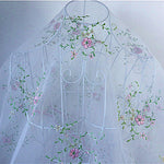 130cm Width x 95cm Length Vine Branch Floral Embroidery Organdy Lace Fabric