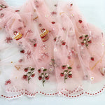 130cm Width Strawberry and Flower and Birthday Cake and Bowtie Embroidery Lace Fabric by the Yard