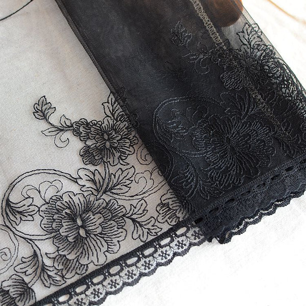 Black Embroidered Lace Fabric