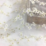 120cm Width x 90cm Length  Sakura Floral Embroidery Organza Lace Fabric