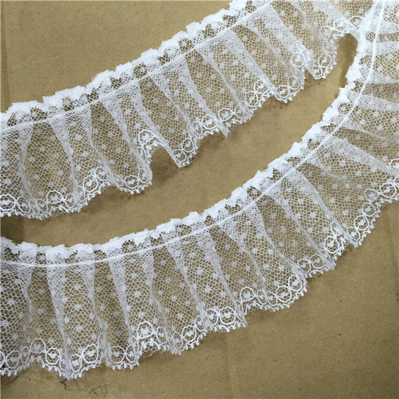 3 Yards of 5cm Width Pleated Ruffle Lace Trim with Dots – iriz Lace