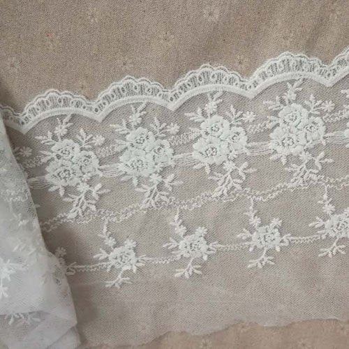  20 Yards Sheer Lace Trims, 11.8(30cm) Super Wide Embroidered  Floral Trimming, Mesh Fabric Lace for Dress Sewing