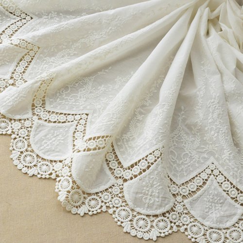 Floral Embroidered White Lace Bridal Fabric by the Yard - OneYard